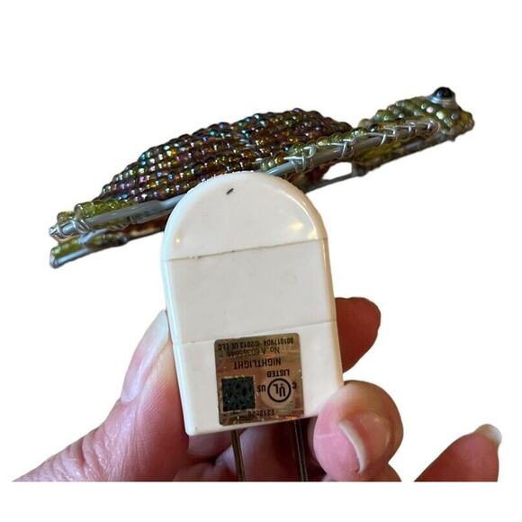 Beaded Sea Turtle Electric 7 Watt Night Light Tested & Works 5” Green & Brown - Picture 7 of 7